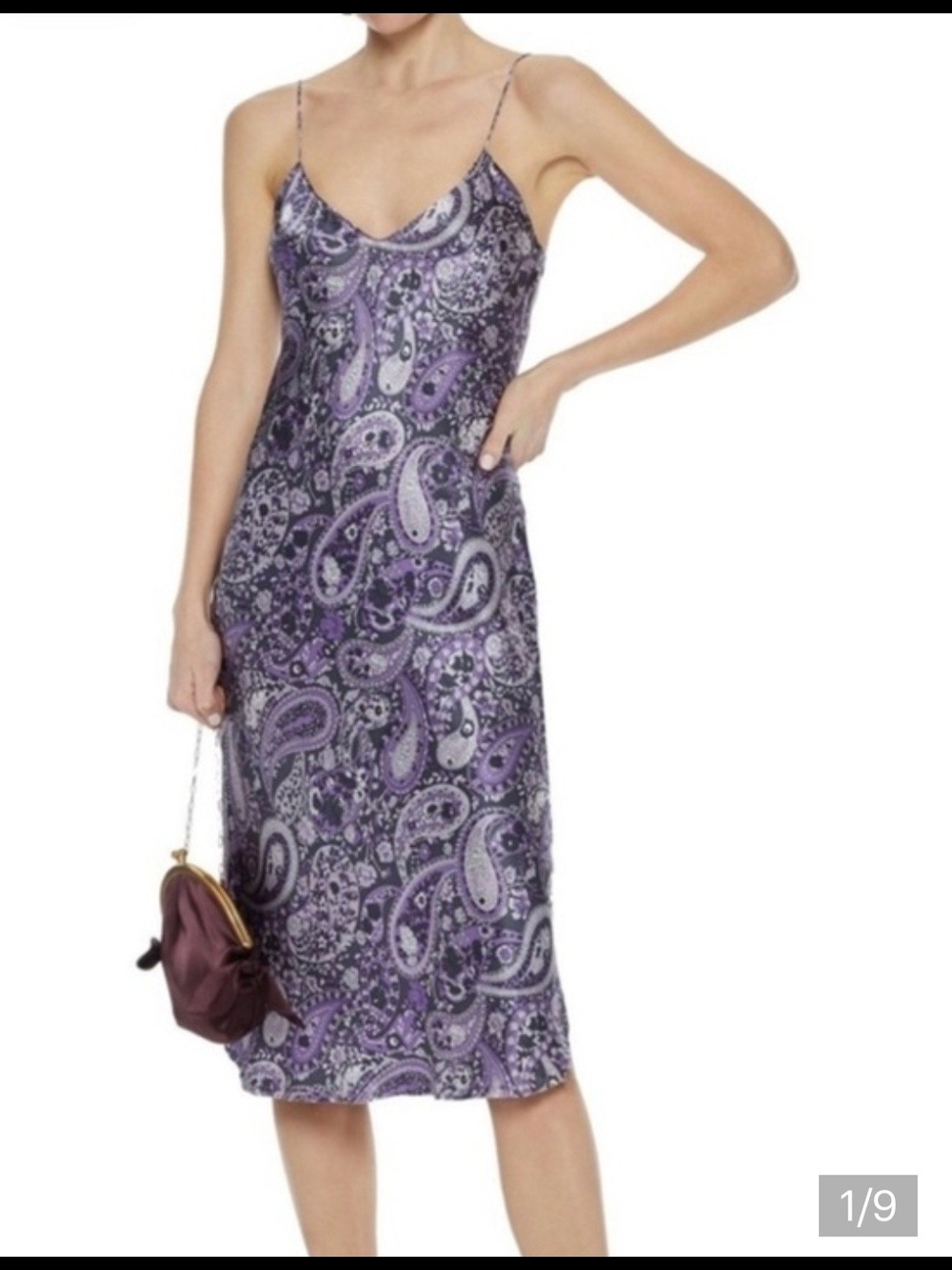 Nili Lotan Purple Paisley Silk Dress Cami S $598 NWOT
